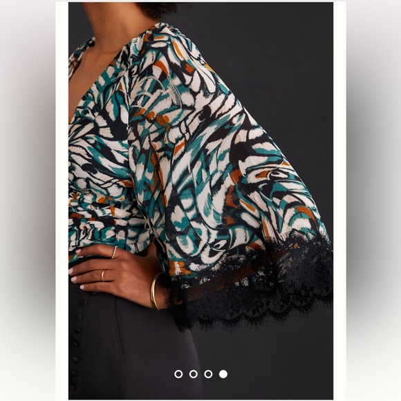 Anthropologie NWT Flutter-Sleeve Wrap Top Size XXS. - Picture 4 of 5